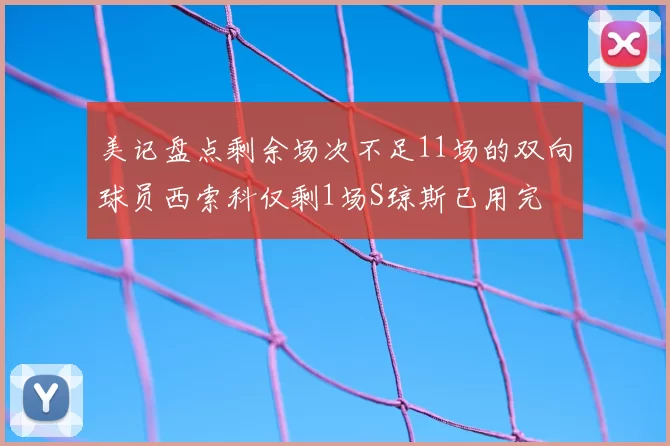 美记盘点剩余场次不足11场的双向球员西索科仅剩1场S琼斯已用完